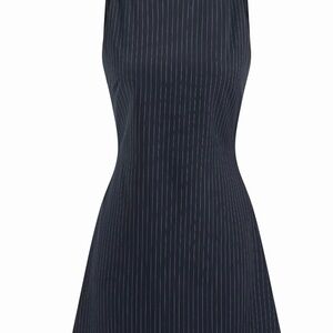 Cider Navy Pinstripe Sleeveless Midi Dress